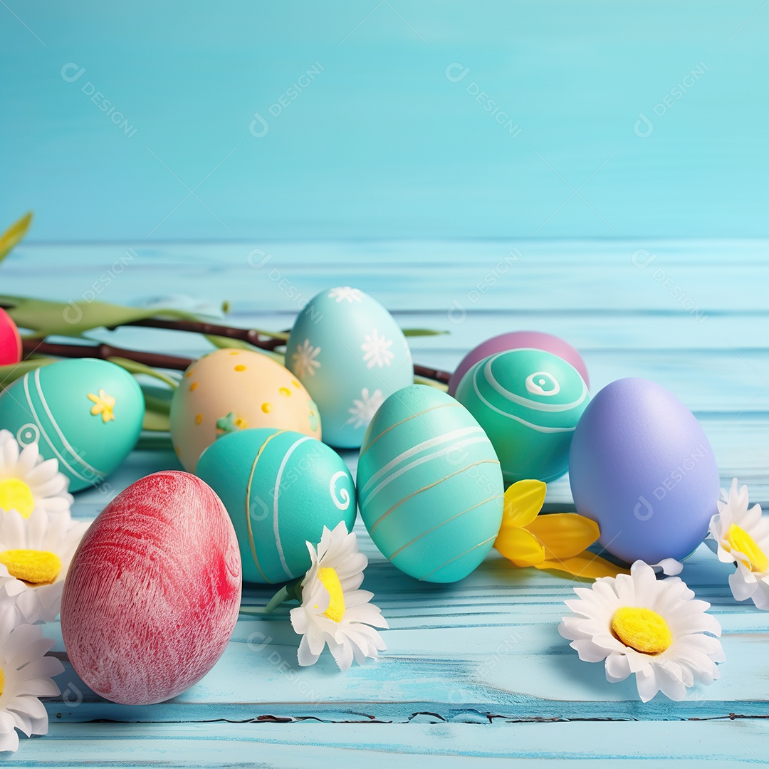 Dia de Páscoa muitos ovos coloridos