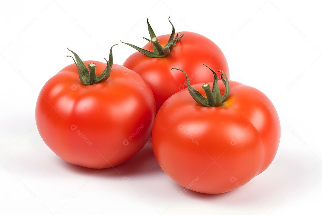 Tomate verduras sobre fundo branco