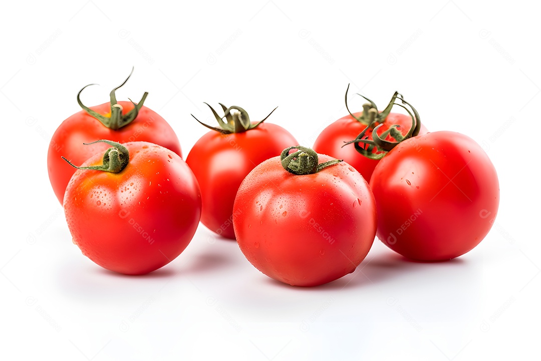 Tomate verduras sobre fundo branco
