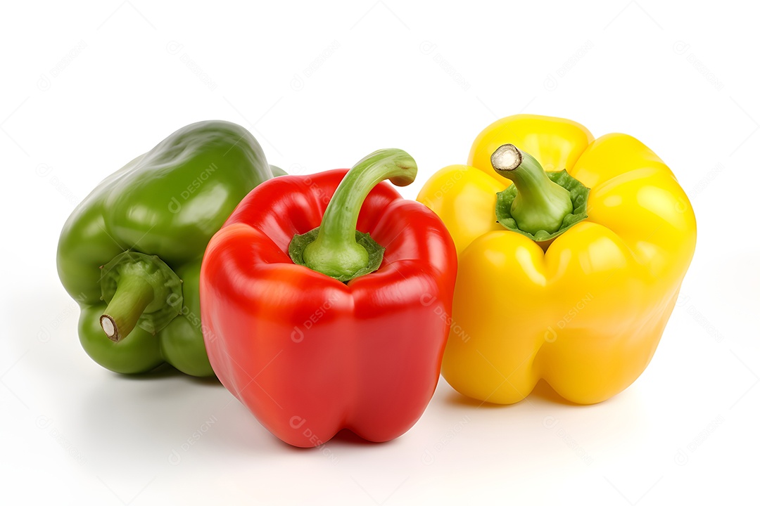 Pimentões verduras sobre fundo branco