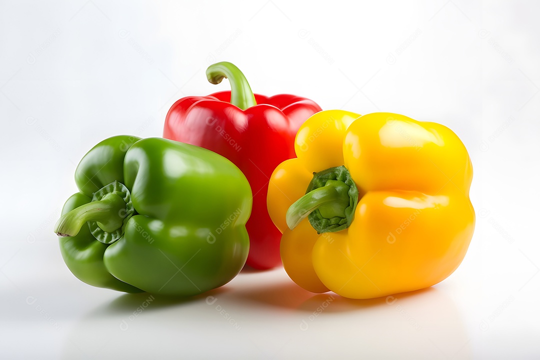 Pimentões verduras sobre fundo branco