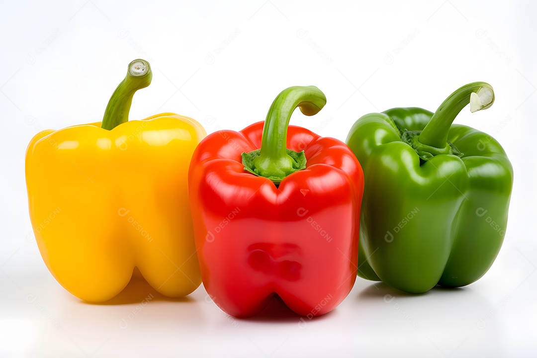 Pimentões verduras sobre fundo branco