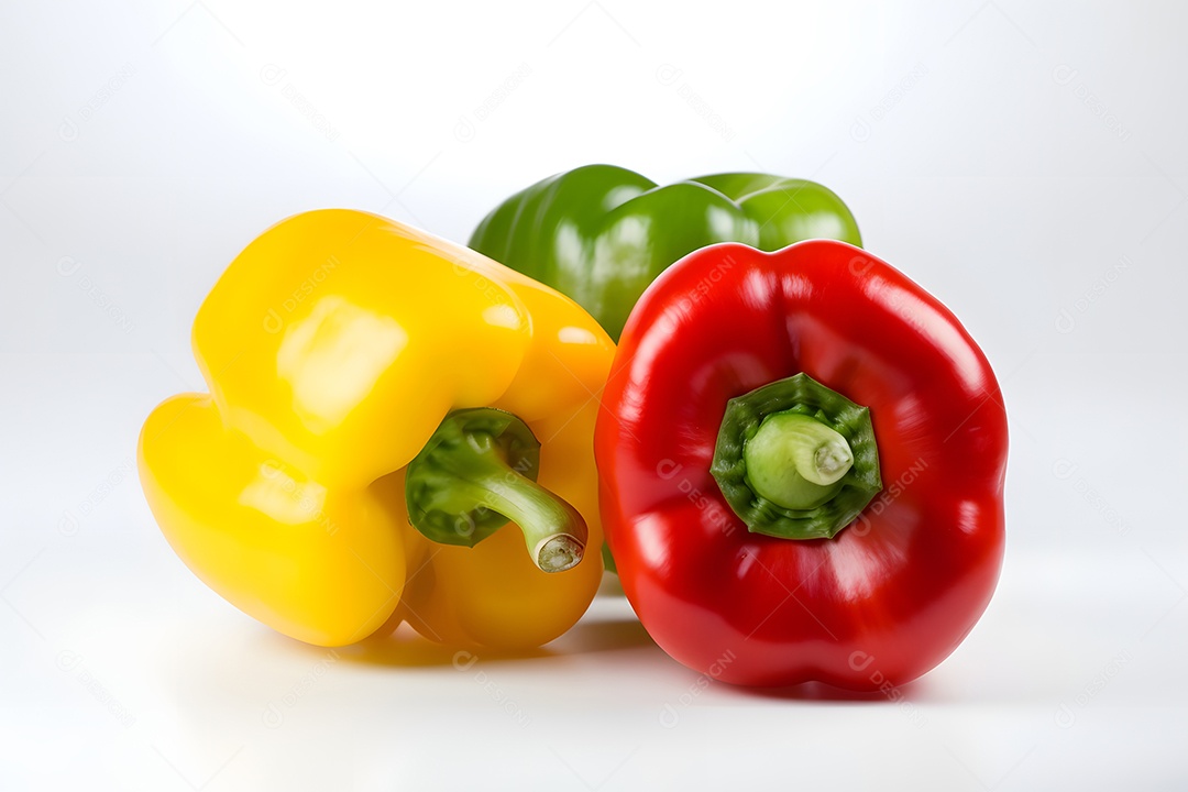 Pimentões verduras sobre fundo branco