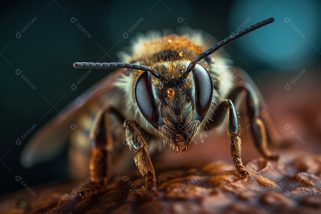 Abelha sobre fundo desfocado