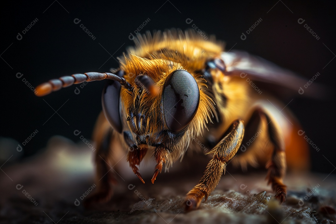 Abelha sobre fundo desfocado