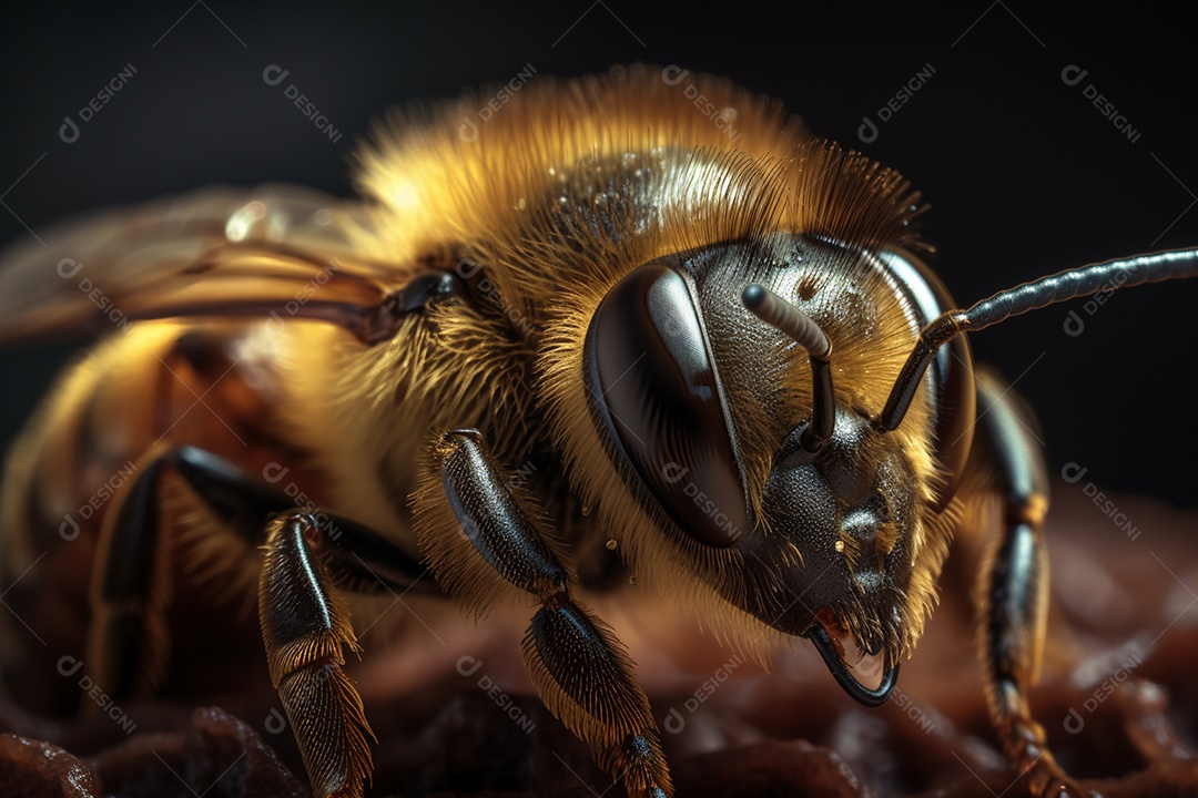 Abelha sobre fundo desfocado