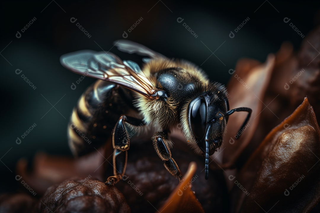 Abelha sobre fundo desfocado