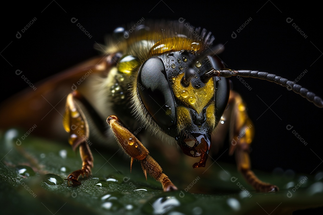 Abelha sobre fundo desfocado