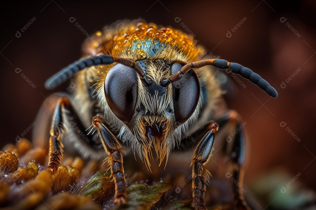 Abelha sobre fundo desfocado