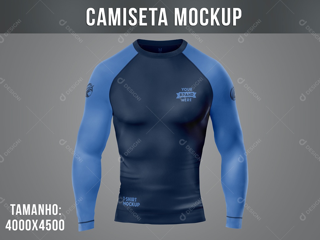 Camiseta Fitness Mockup Manga Longa Vista Frente PSD
