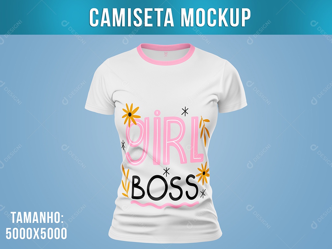 Camiseta Mockup Feminina Manga Curta Vista Frente PSD