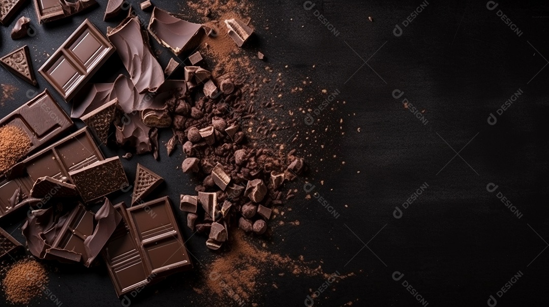 Barra de chocolate sobre fundo isolado