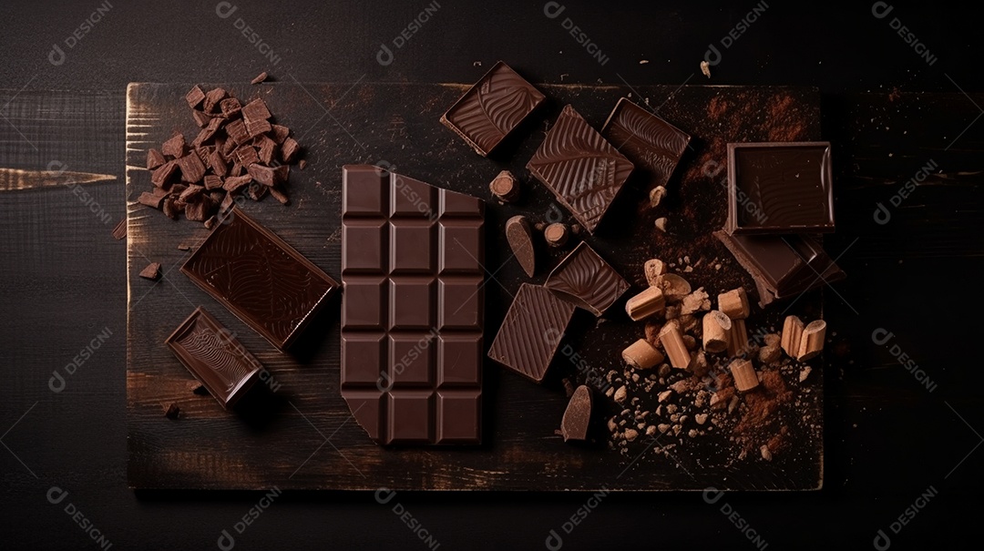 Barra de chocolate sobre fundo isolado