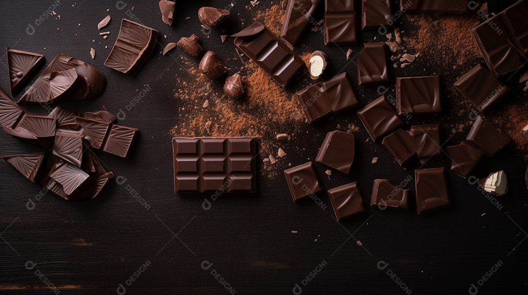 Barra de chocolate sobre fundo isolado