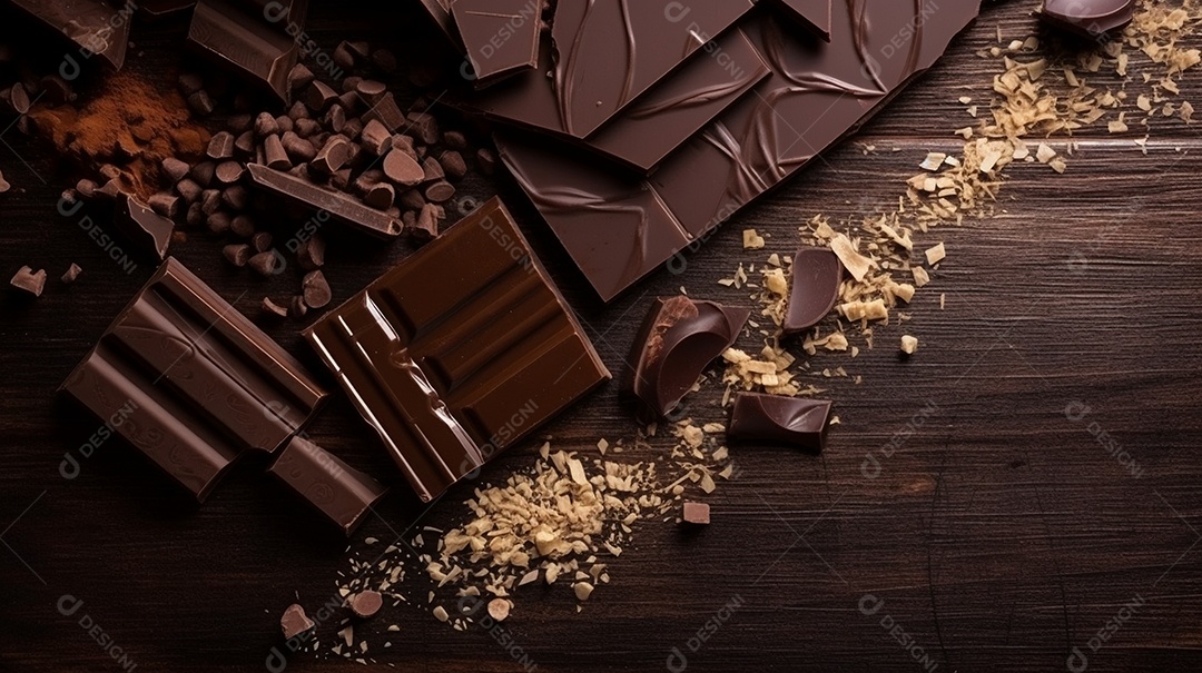 Barra de chocolate sobre fundo isolado