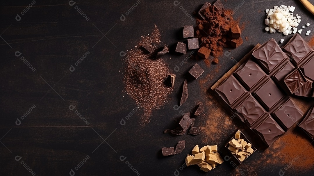 Barra de chocolate sobre fundo isolado