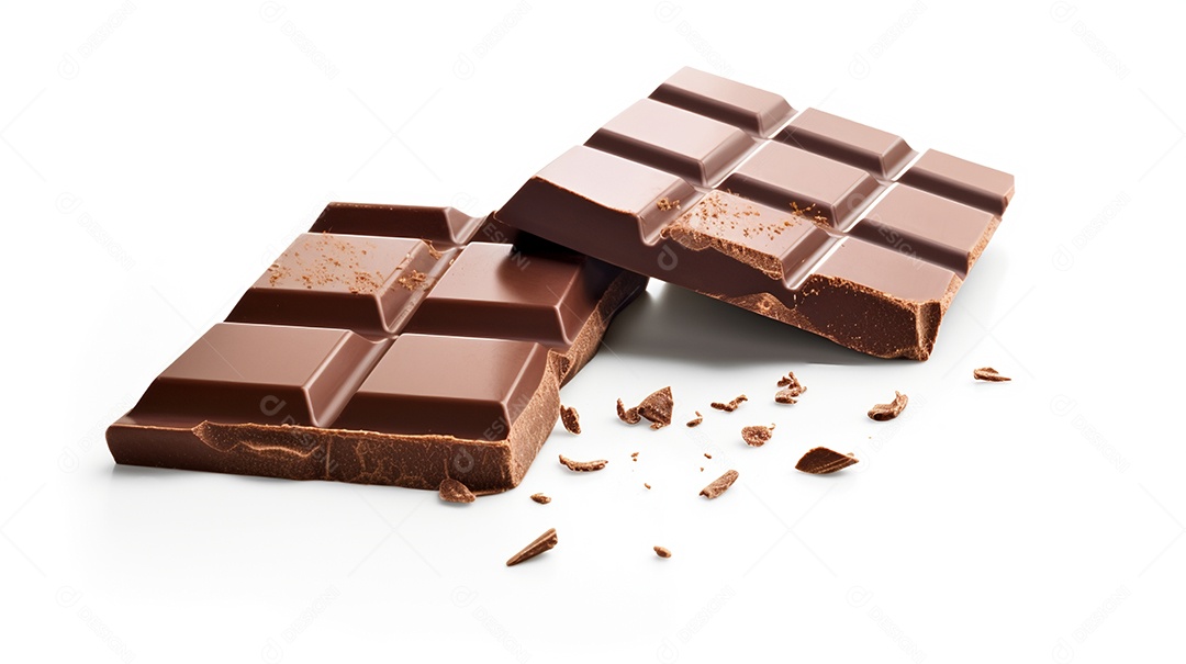 Barra de chocolate sobre fundo isolado
