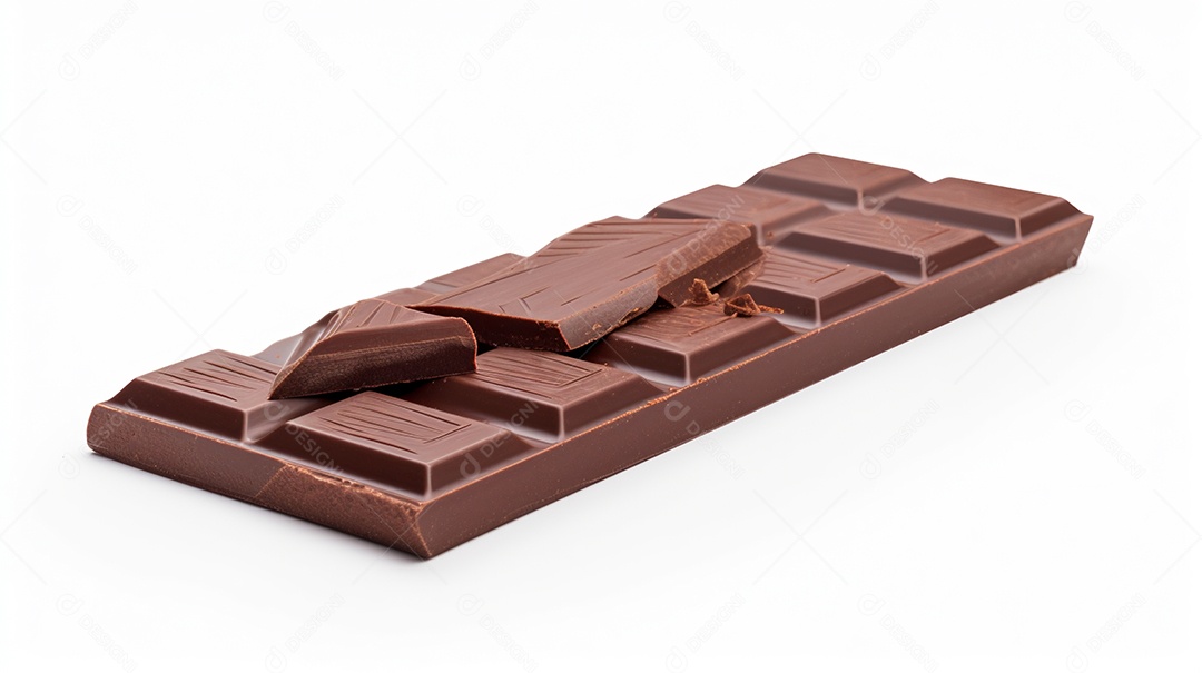 Barra de chocolate sobre fundo isolado