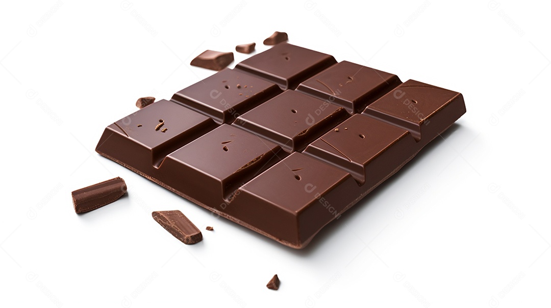 Barra de chocolate sobre fundo isolado