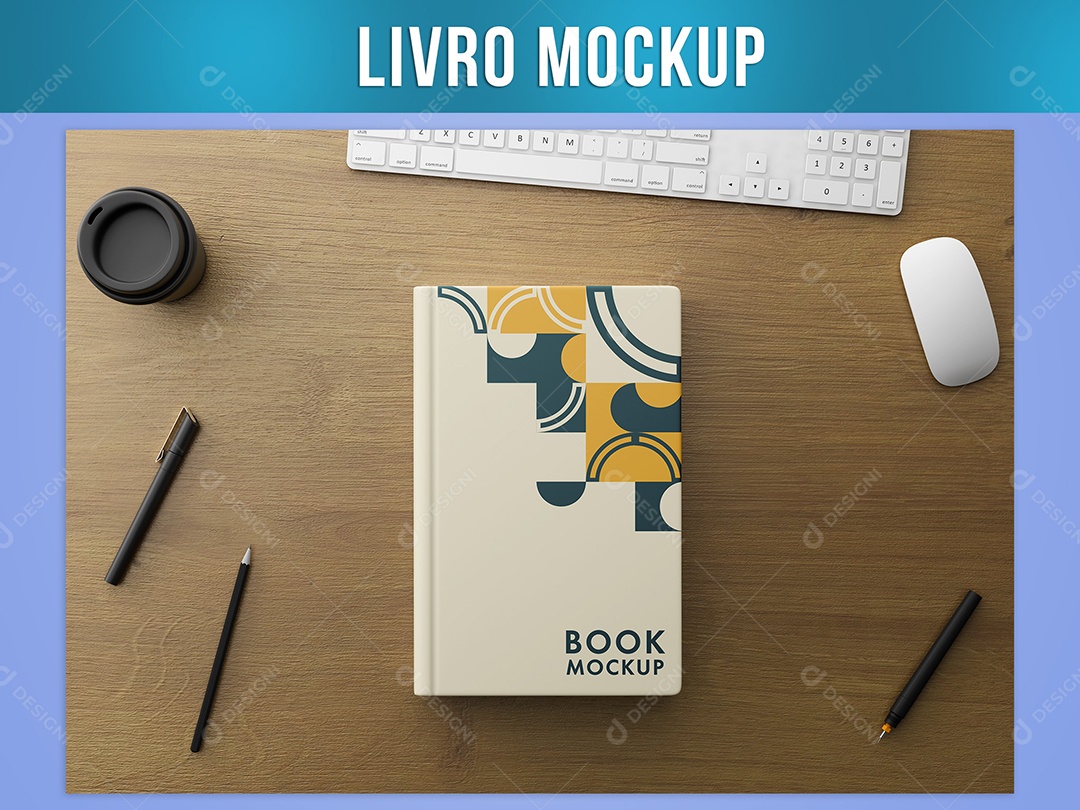 Livro Mockup na Mesa PSD