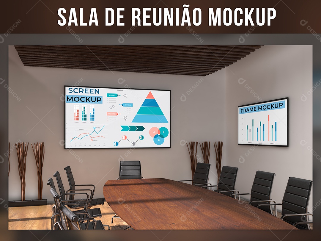Sala de Reunião Mockup Cadeira Tela PSD