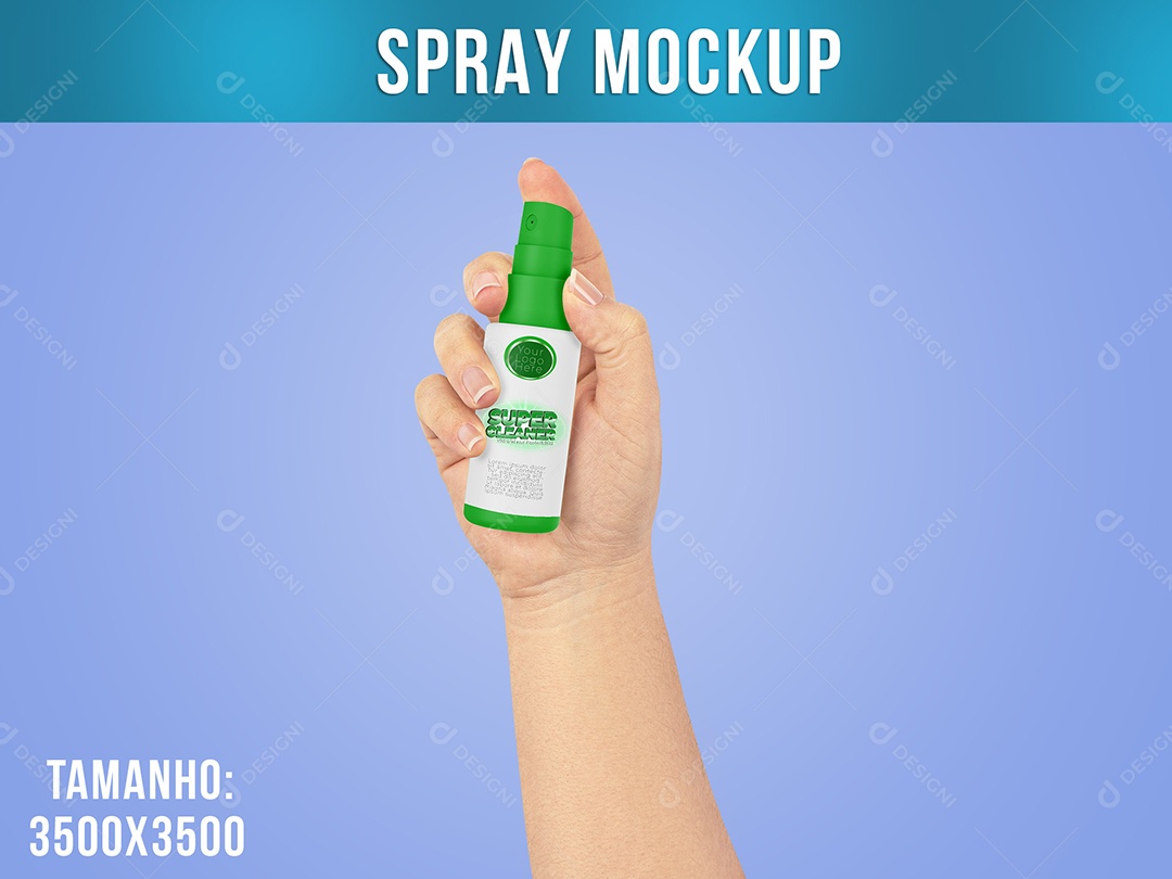 Spray Mockup Cosmético em Mão Mulher PSD
