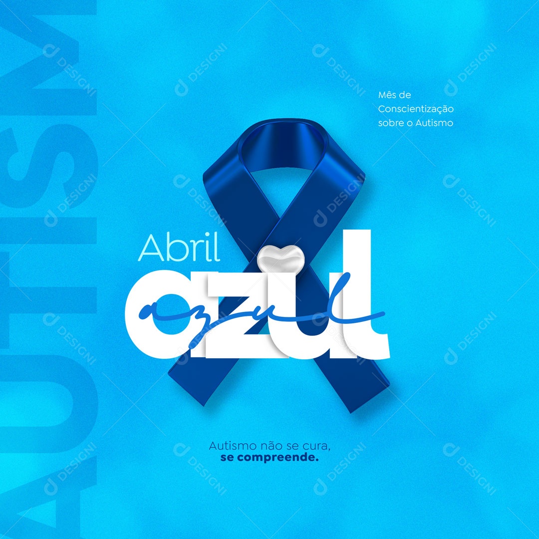 Abril Azul Mês de Conscientização Sobre o Autismo Social Media PSD Editável