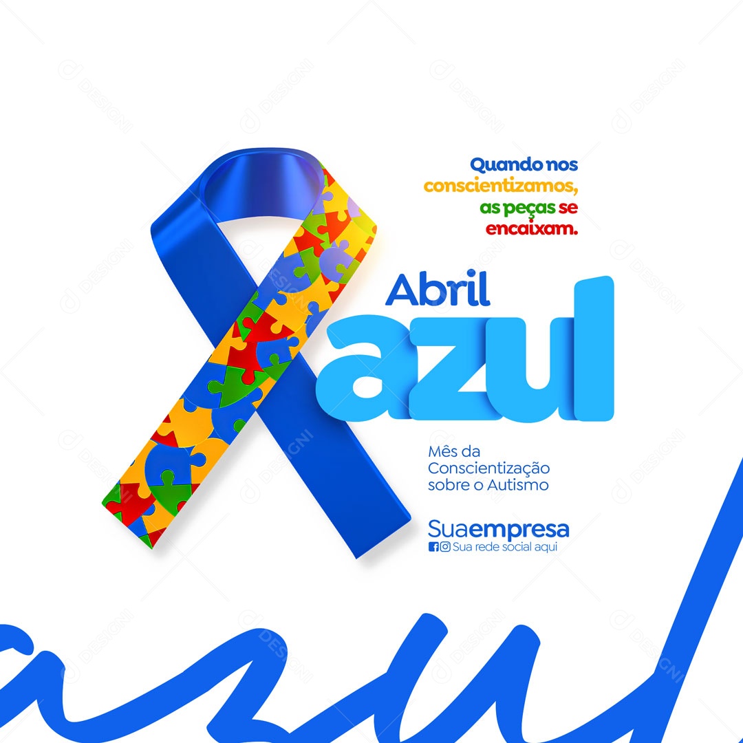 Abril Azul Mês de Conscientização Sobre o Autismo Social Media PSD Editável