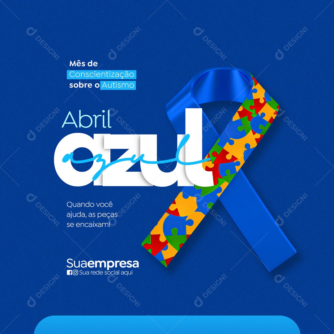 Abril Azul Mês de Conscientização Sobre o Autismo Social Media PSD Editável