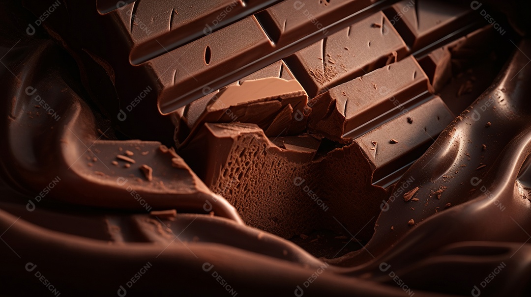 Barra de chocolate sobre fundo isolado