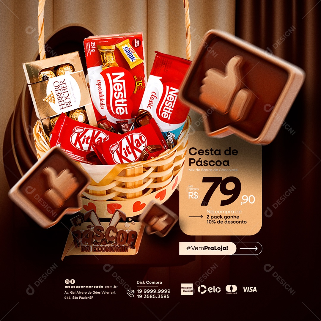 Páscoa Da Economia Cesta De Páscoa 79,90 Páscoa Social Media PSD Editável