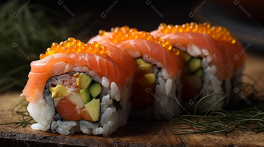 Prato de comida japonesa sushi