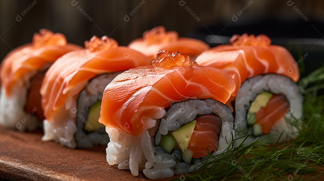 Prato de comida japonesa sushi