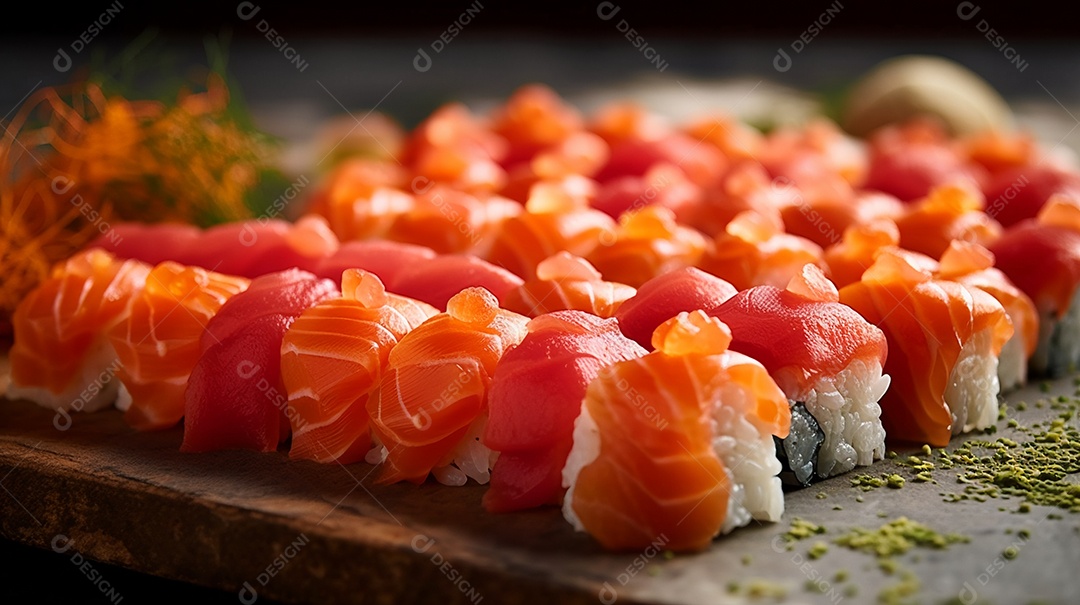 Prato de comida japonesa sushi