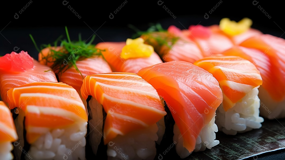 Prato de comida japonesa sushi