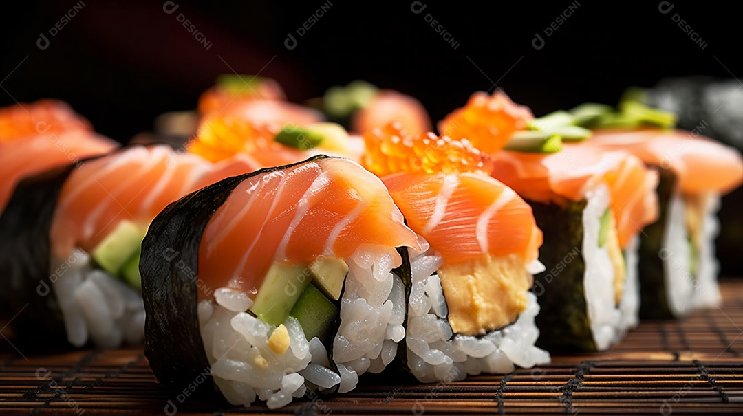 Prato de comida japonesa sushi