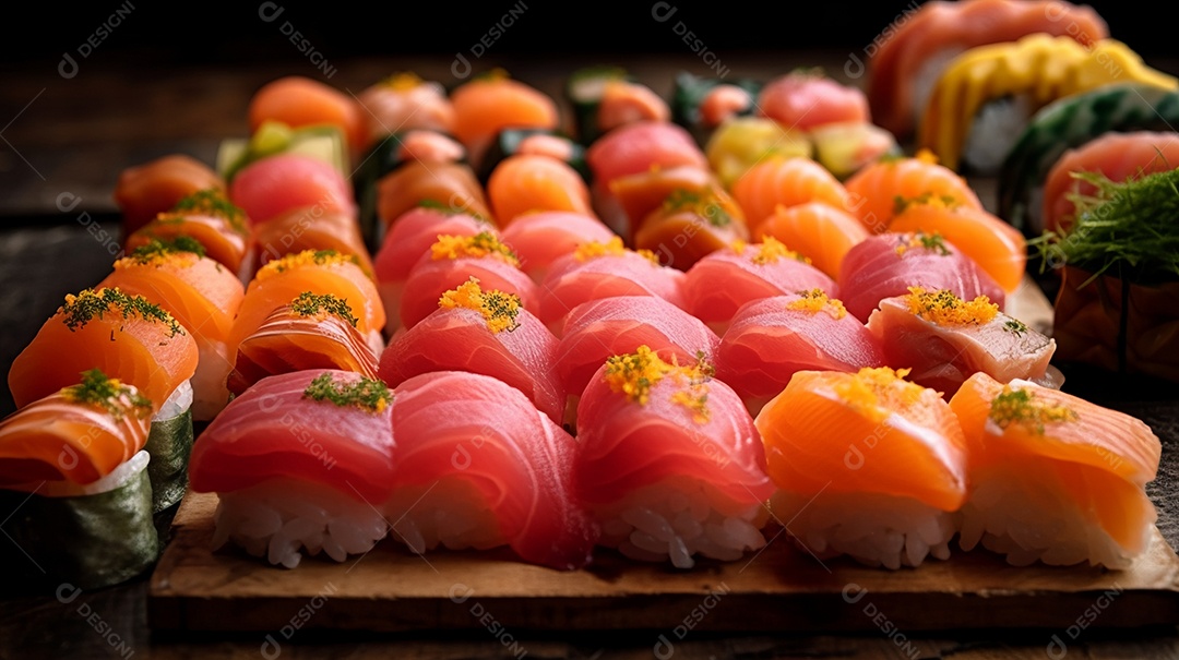 Prato de comida japonesa sushi