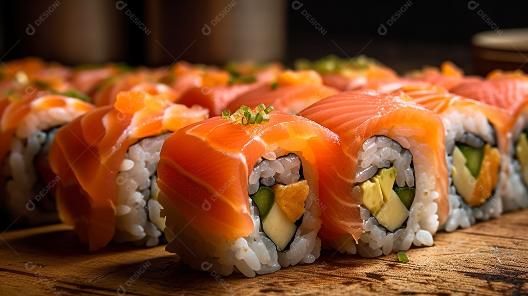 Prato de comida japonesa sushi