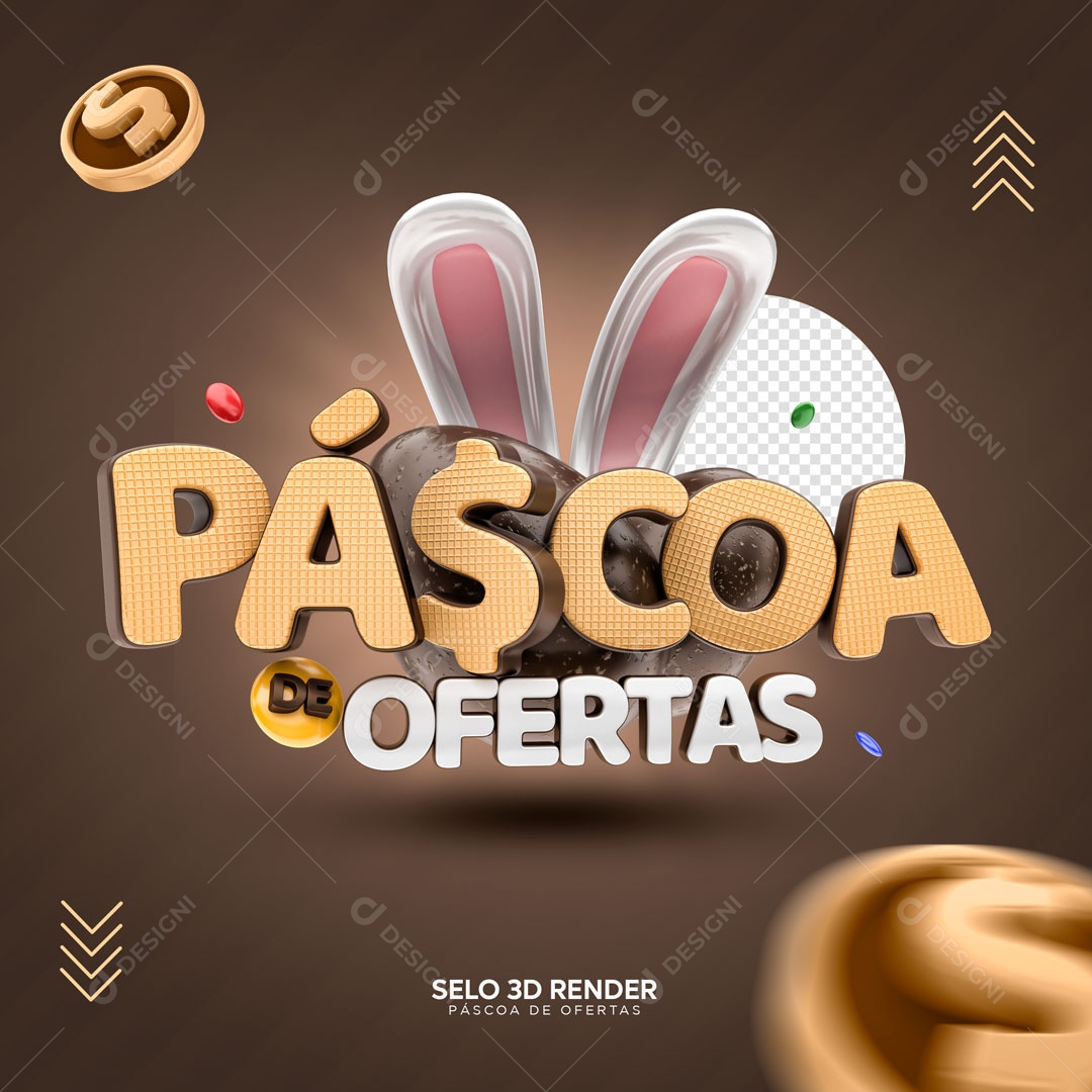 Selo 3D Para Composição Páscoa de Ofertas PSD