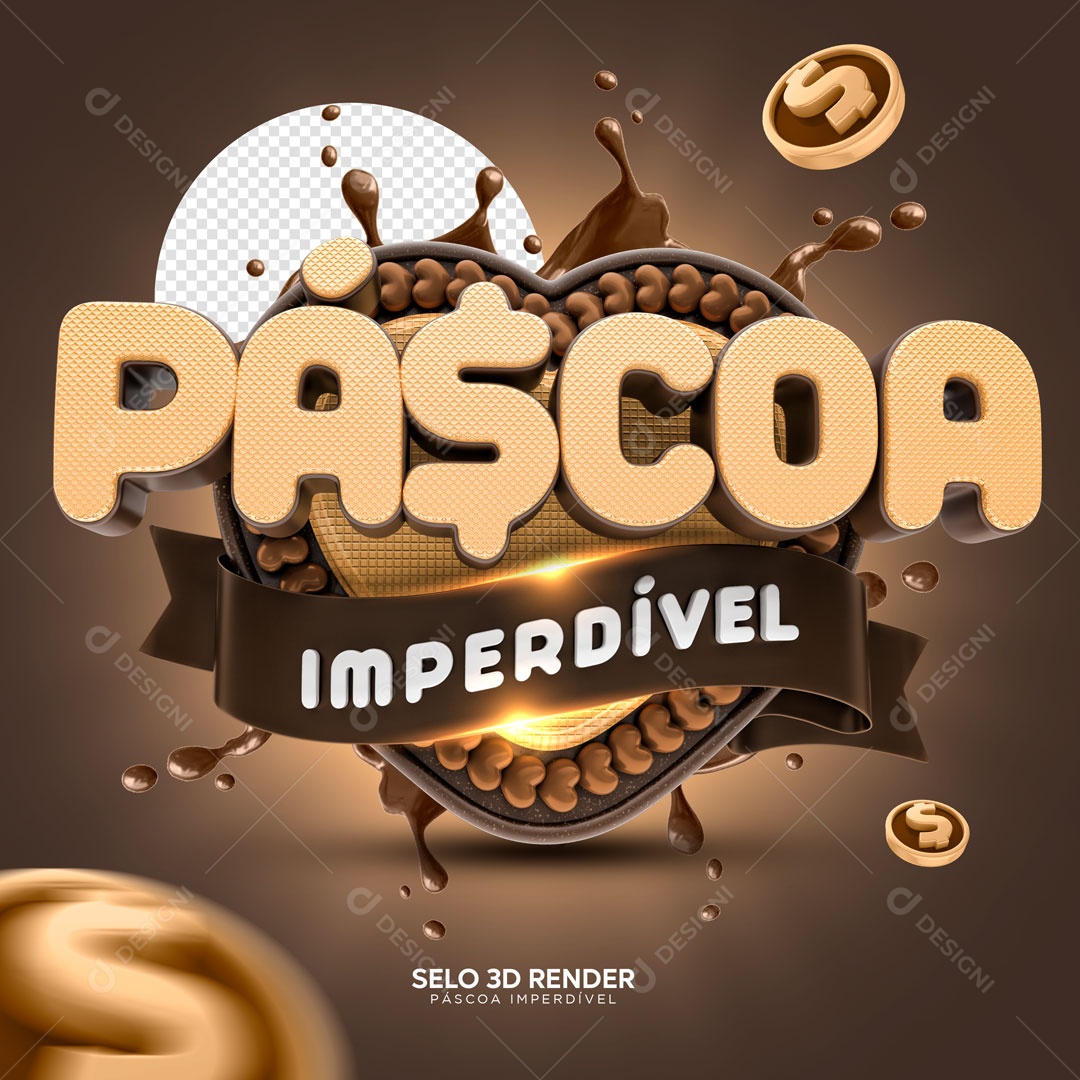 Selo 3D Para Composição Páscoa Imperdível PSD