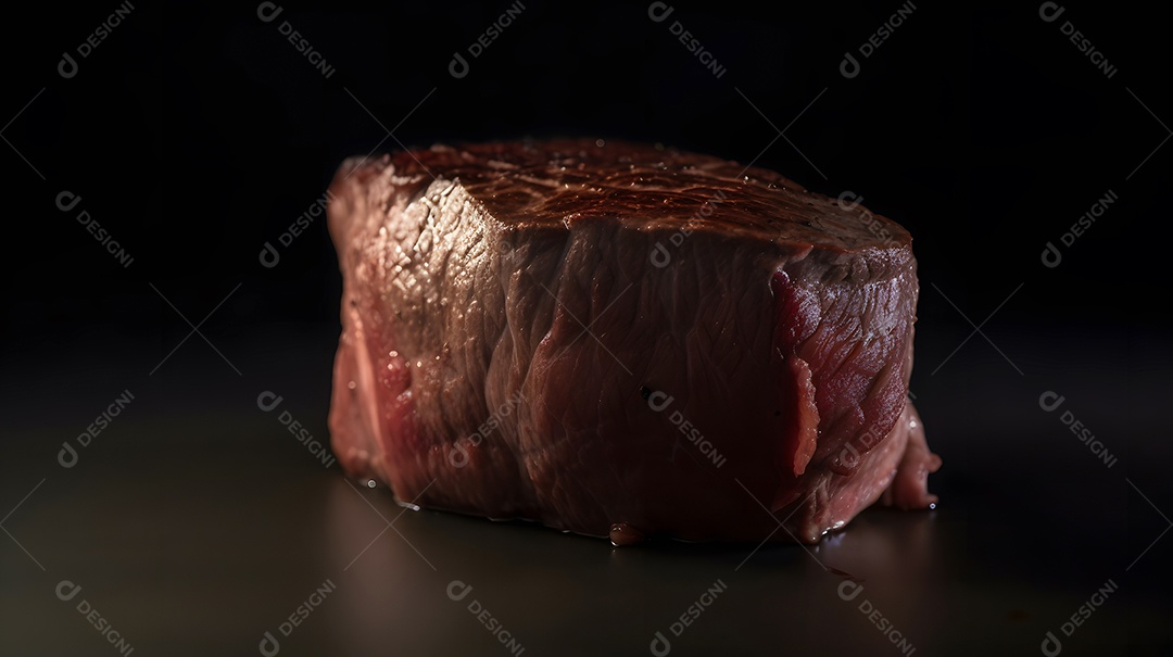 Pedaço de carne assada sobre uma tabua de madeira