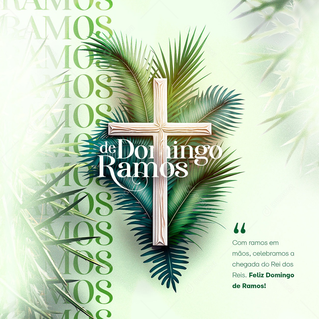 Com Ramos Em Mãos Celebramos A Chegada Do Rei Dos Reis Domingo de Ramos Social Media PSD Editável