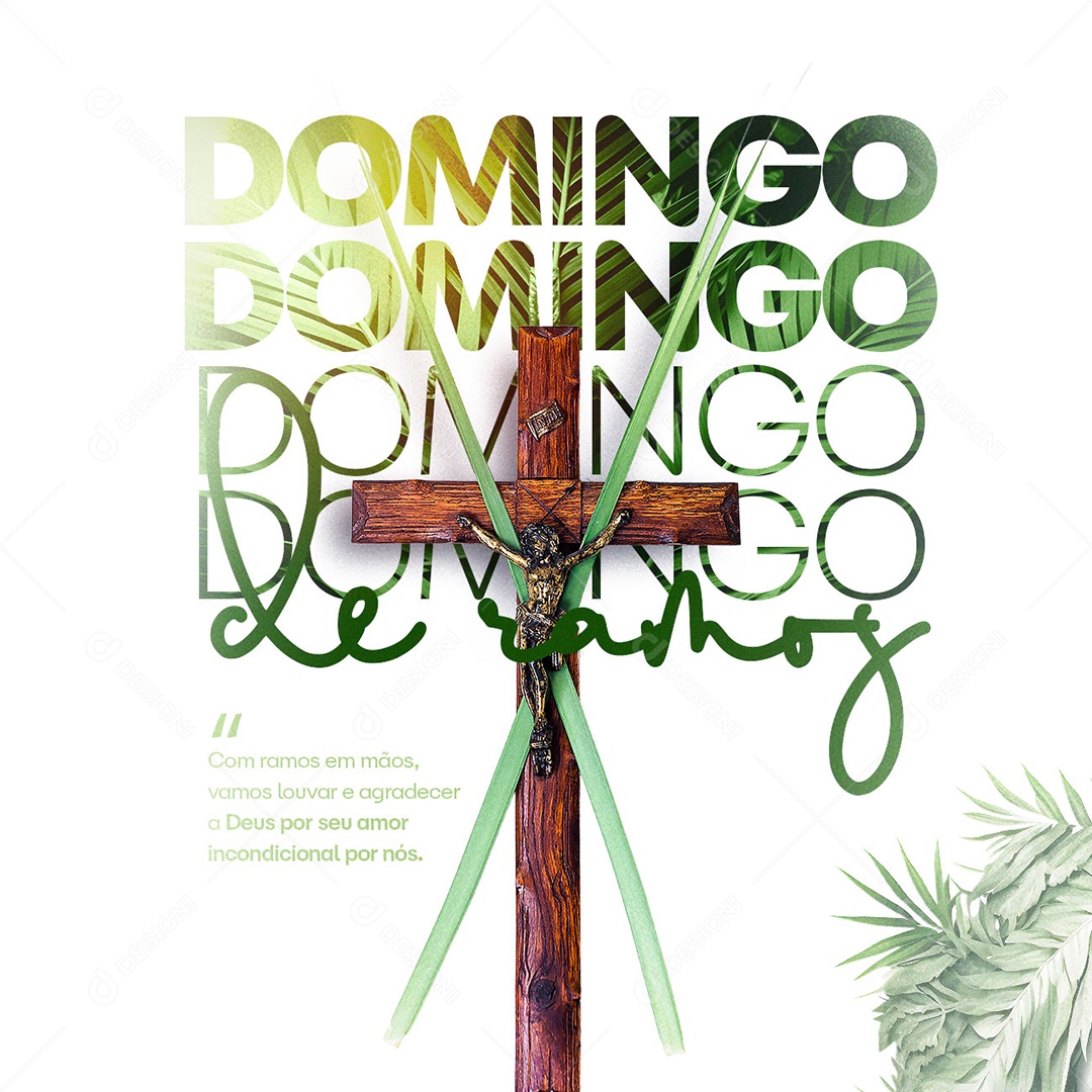 Com Ramos Em Mãos Vamos Louvar E Agradecer A Deus Domingo de Ramos Social Media PSD Editável