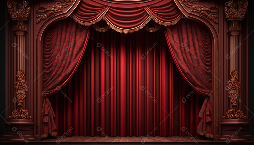 Palco Teatro Cortina Vermelha