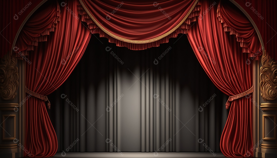 Palco Teatro Cortina Vermelha