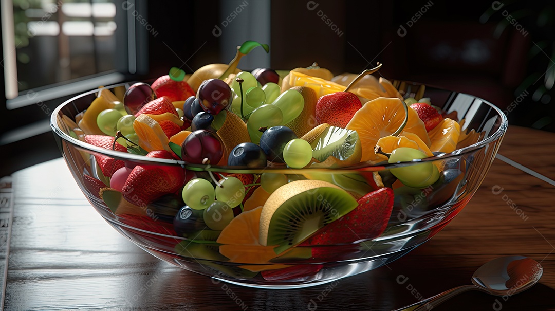 Ilustração de salada de frutas tropicais.