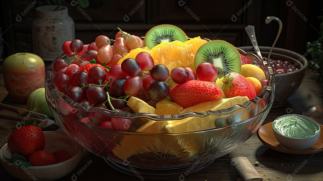 Ilustração de salada de frutas tropicais.