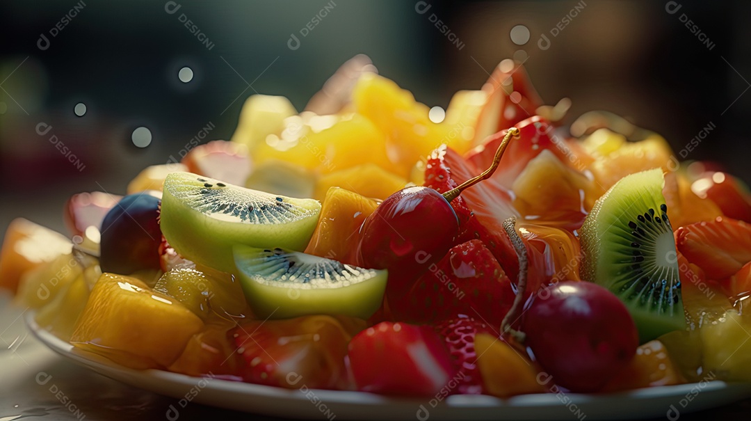 Ilustração de salada de frutas tropicais.