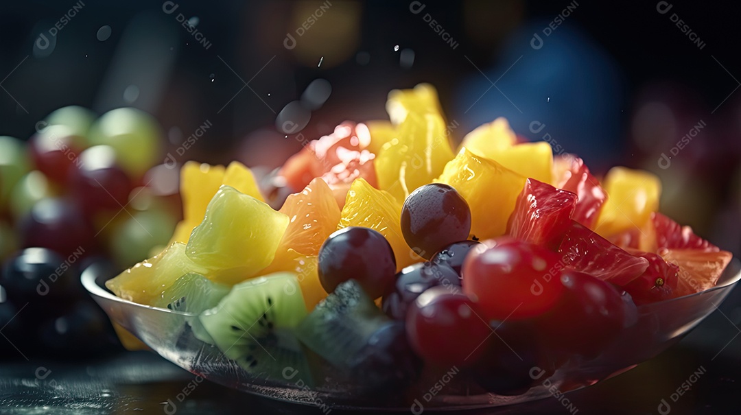 Ilustração de salada de frutas tropicais.