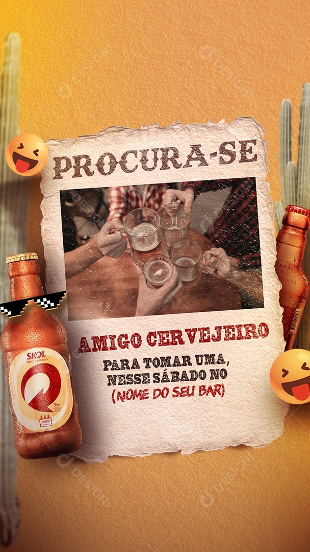 Story Procura-se Amigo Cervejeiro Para Tomar Uma, Neste Sábado Social Media PSD Editável